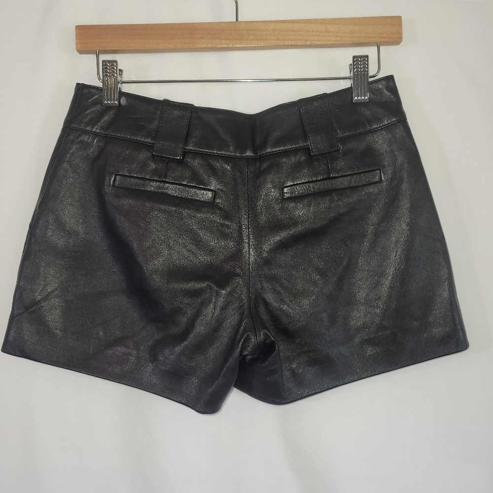 Milly of New York Black Leather Shorts - Picture 3 of 7